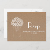 Rustic Kraft Brown Paper Blume Hochzeit RSVP Einladungspostkarte (Vorne/Hinten)