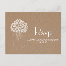 Rustic Kraft Brown Paper Blume Hochzeit RSVP Einladungspostkarte
