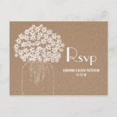 Rustic Kraft Brown Paper Blume Hochzeit RSVP Einladungspostkarte (Vorderseite)