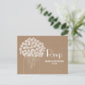 Rustic Kraft Brown Paper Blume Hochzeit RSVP Einladungspostkarte (Stehend Vorderseite)