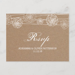 Rustic Kraft Brown Paper Blume Hochzeit RSVP Einladungspostkarte