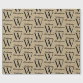 Rustic Kraft Brown Script Calligraphy Monogram Geschenkpapier (Flach)