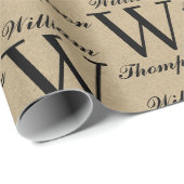 Rustic Kraft Brown Script Calligraphy Monogram Geschenkpapier (Rolleneckpunkt)