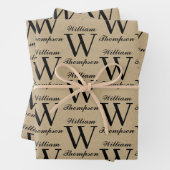 Rustic Kraft Brown Script Calligraphy Monogram Geschenkpapier Set (Beispiel)