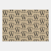 Rustic Kraft Brown Script Calligraphy Monogram Geschenkpapier Set (Vorderseite)