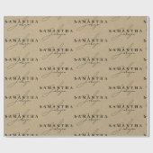 Rustic Kraft Brown Signature Script Geschenkpapier (Flach)