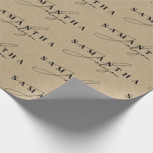 Rustic Kraft Brown Signature Script Geschenkpapier (Ecke)