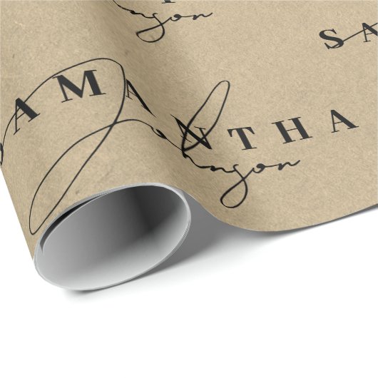 Rustic Kraft Brown Signature Script Geschenkpapier (Rolleneckpunkt)