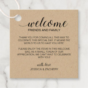Rustic Kraft Brown Wedding Willkommensgeschenk Beu Geschenkanhänger