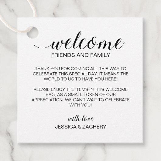 Rustic Kraft Brown Wedding Willkommensgeschenk Beu Geschenkanhänger (Vorderseite)