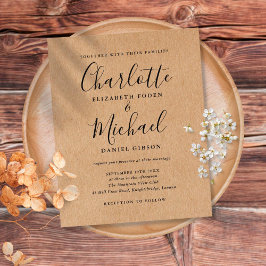 Rustic Kraft Budget Script Einladung zur Hochzeit