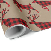 Rustic Kraft Buffalo Kariert Stag Reindeer Wrappin Geschenkpapier (Rolleneckpunkt)