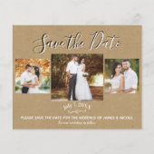 Rustic Kraft Buffalo Kariertes Foto Save the Date (Vorderseite)