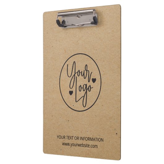 Rustic Kraft Business Logo Corporate Company Klemmbrett (Links)