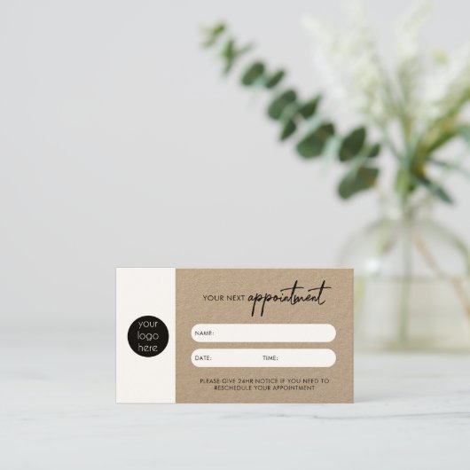 Rustic Kraft Business Nächster Termin Karte (Stehend Vorderseite)