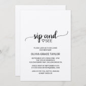 Rustic Kraft Calligraphy Sip und Siehe Einladung (Vorne/Hinten)