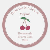 Rustic & Kraft Cherry Jam Label Aufkleber (Vorderseite)