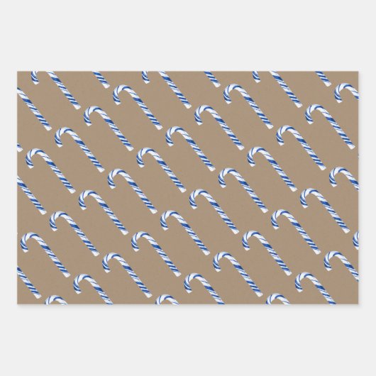 Rustic Kraft Christmas Candy Canes Geschenkpapier Set (Vorderseite 3)