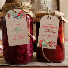 Rustic Kraft Christmas Cranberry Chutney Labels Geschenkanhänger