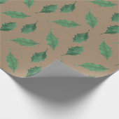 Rustic Kraft Christmas Green Holly Verlasse Geschenkpapier (Ecke)