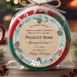 Rustic kraft Christmas jam ingredient Label Runder Aufkleber