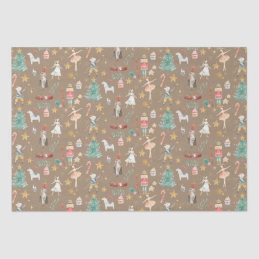 Rustic Kraft Christmas Nutcracker Ballet Seidenpapier (Vorderseite)