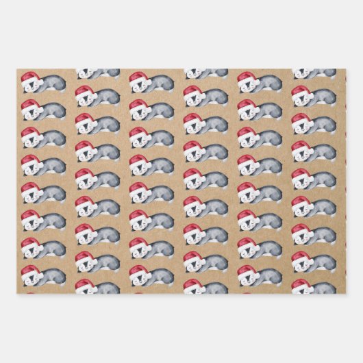 Rustic Kraft Christmas Penguins Geschenkpapier Set (Vorderseite 2)