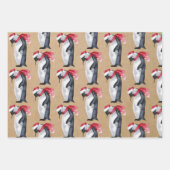 Rustic Kraft Christmas Penguins Geschenkpapier Set (Vorderseite 3)