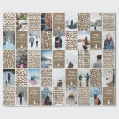 Rustic Kraft Christmas Personalize Collage Foto W Geschenkpapier (Flach)