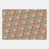Rustic Kraft Christmas Red Green Woll Tuque Hits Geschenkpapier Set (Vorderseite 2)