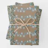 Rustic Kraft Christmas String Light Blue Green Geschenkpapier Set (Beispiel)