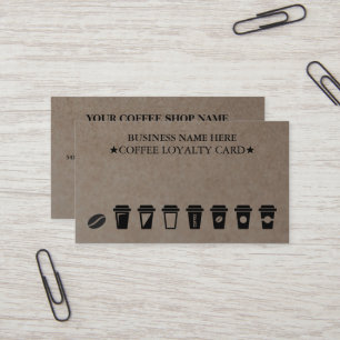 Rustic Kraft Coffee Shop Coffee Loyalty Cards Visitenkarte