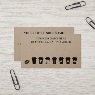 Rustic Kraft Coffee Shop Coffee Loyalty Cards Visitenkarte
