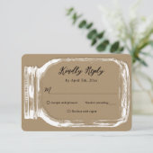 Rustic Kraft Country Burlap Mason Jar Wedding RSVP Karte (Stehend Vorderseite)