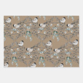Rustic Kraft Dusty Blue Winter Birds Nesting Geschenkpapier Set (Vorderseite 2)
