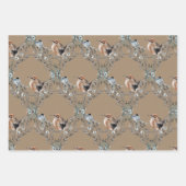 Rustic Kraft Dusty Blue Winter Birds Nesting Geschenkpapier Set (Vorderseite)