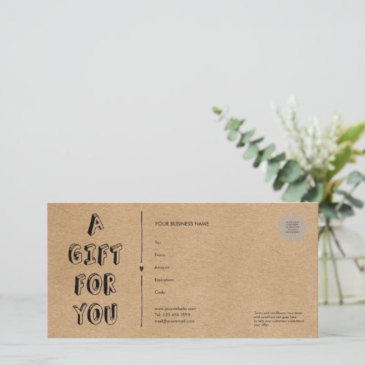 Rustic Kraft ein Geschenk für Sie Geschenk Zertifi (Stehend Vorderseite)