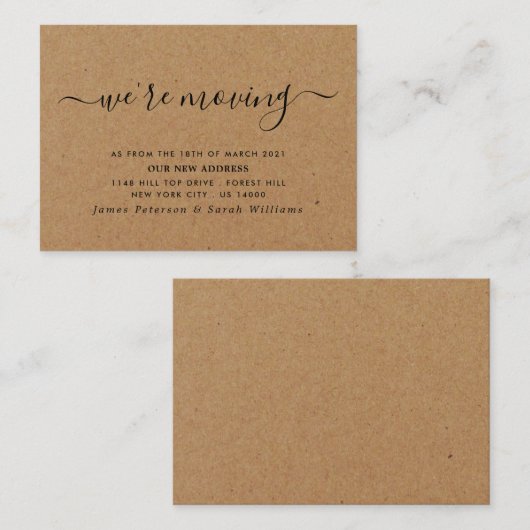 Rustic Kraft Einfache Änderung der Anschrift Begleitkarte (Vorne/Hinten)