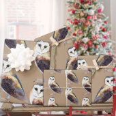 Rustic Kraft Elegant Barn Owl Geschenkpapier Set