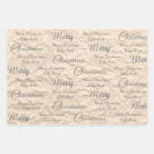 Rustic Kraft Elegant Gray Script Frohe Weihnachten Geschenkpapier Set (Vorderseite 3)