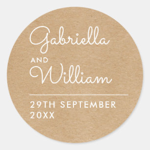 Rustic Kraft Elegant Script Fevor Runder Aufkleber