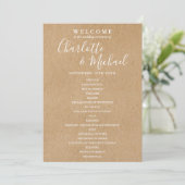 Rustic Kraft Elegant Script Wedding Program (Stehend Vorderseite)