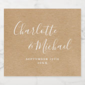 Rustic kraft elegant Signature Script Wedding Bierflaschenetikett (Einzelnes Label)