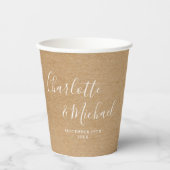 Rustic Kraft Elegant Signature Script Wedding Pappbecher (Vorderseite)