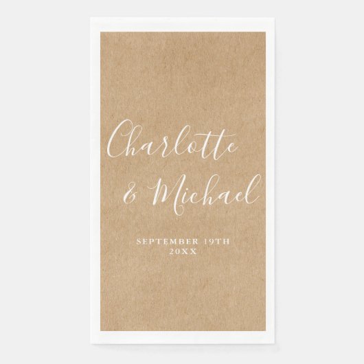 Rustic Kraft Elegant Signature Script Wedding Serviette (Vorderseite)