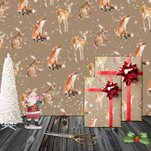 Rustic Kraft Elegant Snowy Winter Animals Geschenkpapier