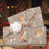 Rustic Kraft Elegant Snowy Winter Animals Geschenkpapier Set