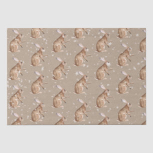 Rustic Kraft Elegant Snowy Winter Animals Hare Seidenpapier