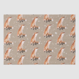 Rustic Kraft Elegant Snowy Winter Animals Red Fox Seidenpapier