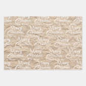 Rustic Kraft Elegant White Script Frohe Weihnachte Geschenkpapier Set (Vorderseite 2)